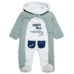 Pramsuit velour Tender Comforts with embroidery (1-12 months)