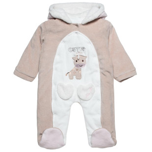 Pramsuit velour Tender Comforts with embroidery (1-12 months)