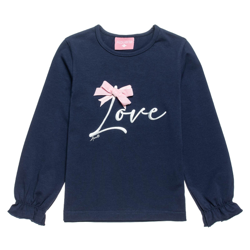 Long sleeve top with velour bow (18 months-5 years)