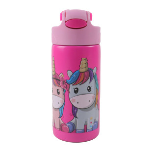 Stainless steel water bottle with straw 500ml