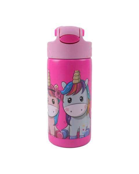 Stainless steel water bottle with straw 500ml