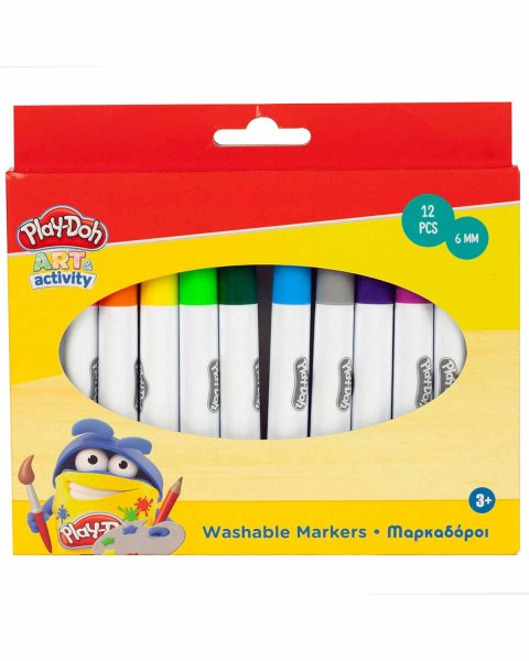 Μαρκαδόροι πλενόμενοι jumbo Play-Doh 12 χρώματα (3+ ετών)