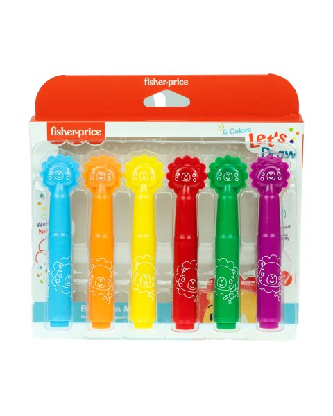 Σετ μαρκαδόρων 6τμχ πλενόμενοι Fisher-Price (2+ ετών)