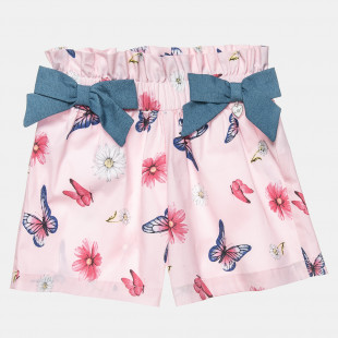 Shorts with floral pattern and decorative bows (2-5 years)