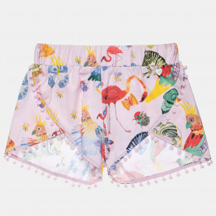Shorts with floral pattern and pom pon (6-16 years)