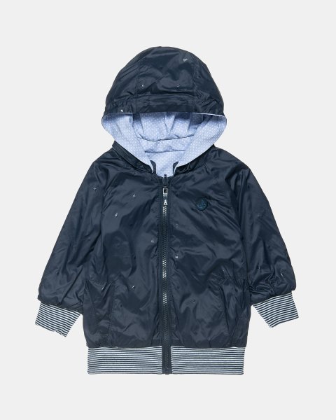 Double sided waterproof jacket with removable hood (6-18 months)