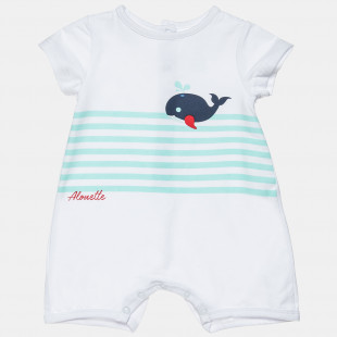 Babygrow with stripes and whale design (1-96 months)