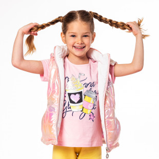 Double sided vest jacket with removable hood and embroidery (6-14 years)