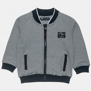 Zip hoodie with stripes and embroidery (12 months-5 years)