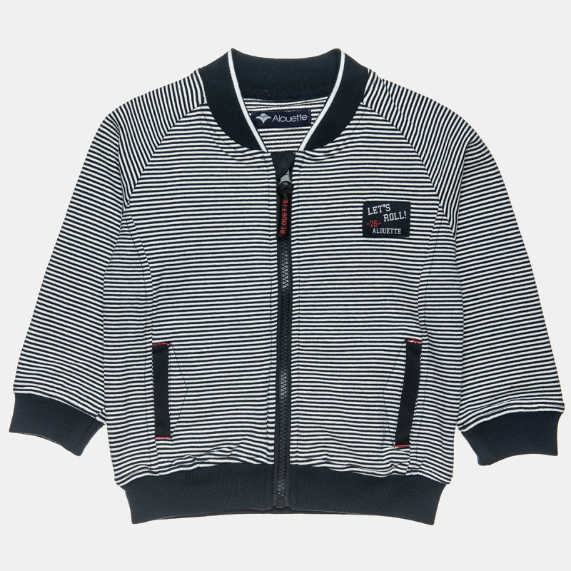 Zip hoodie with stripes and embroidery (12 months-5 years)
