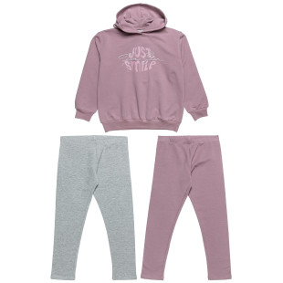 Set cotton fleece blend with glitter embossed design (6-14 years)