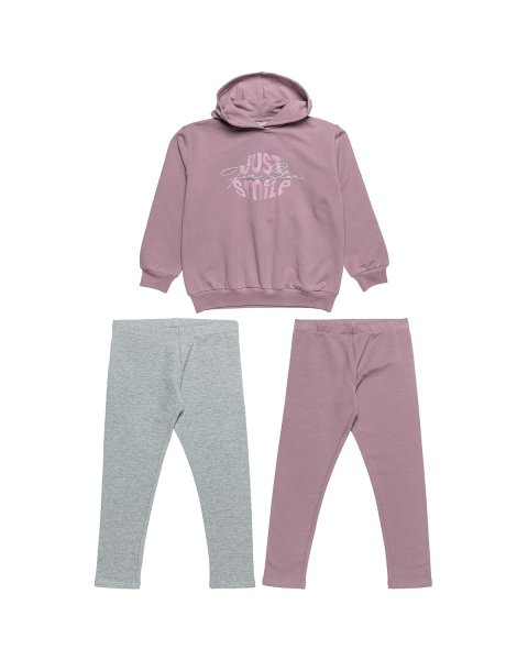 Set cotton fleece blend with glitter embossed design (6-14 years)