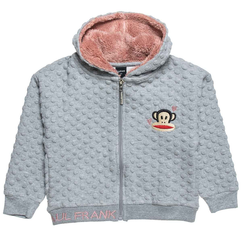Zip hoodie cotton fleece blend Paul Frank with embroidery (12 months-5 years)