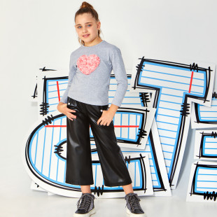 Long sleeve top with waffle texture detail and strass (6-14 years)