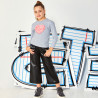 Long sleeve top with waffle texture detail and strass (6-14 years)