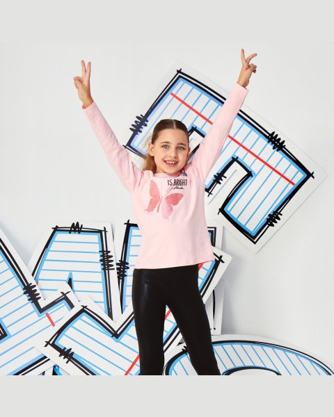 Long sleeve top with glitter and embossed elements (6-14 years)