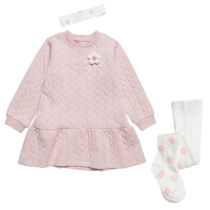 Dress with knitted flower and tights (6 months-4 years)