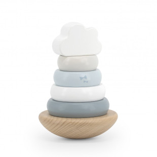 Toy label label from natural wood Stacking rings blue (12+ months)