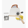 Toy Tryco wooden toaster with bread and butter