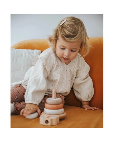 Toy label label from natural wood Stacking rings (12+ months)
