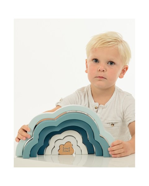 Toy label label from natural wood Rainbow puzzle cloud blue (12+ months)