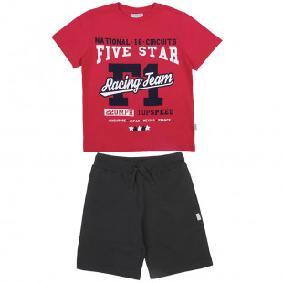 Σετ Five Star μπλούζα με τύπωμα Racing Team & βερμούδα (1-5 ετών) 