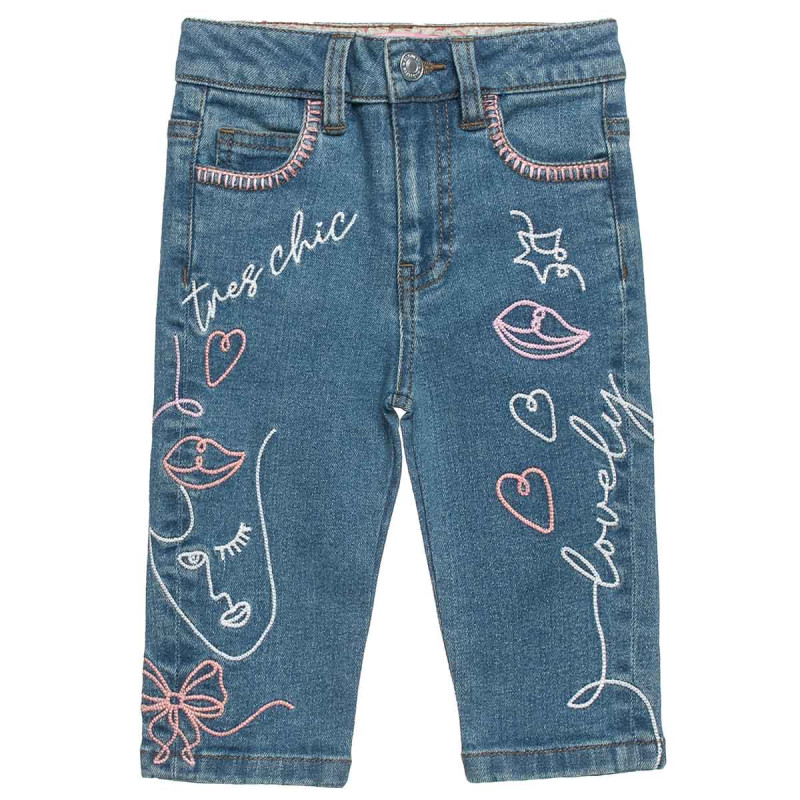 Denim pants True Blue with embroidery (12 months-5 years)