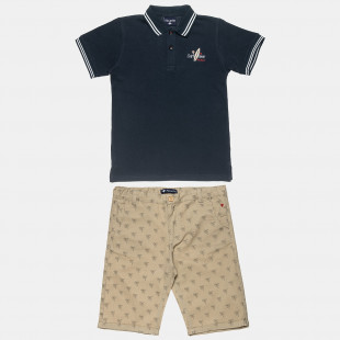 Set pique polo shirt with embroidery and chino shorts with pattern (2-8 years)