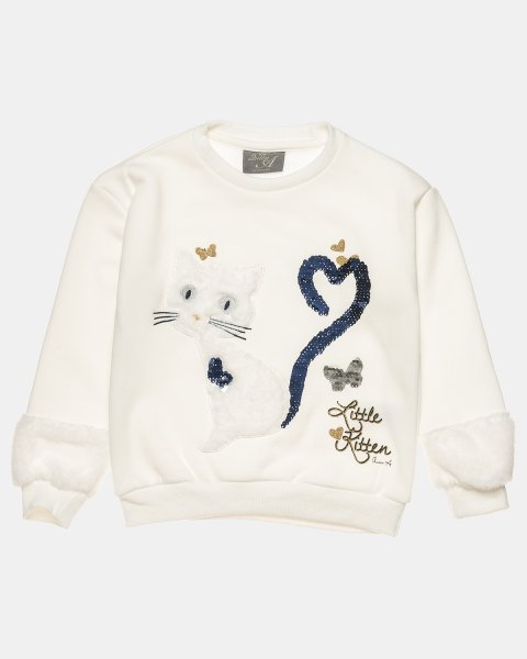 Long sleeve top cotton fleece blend with sequins (12 months-5 years)