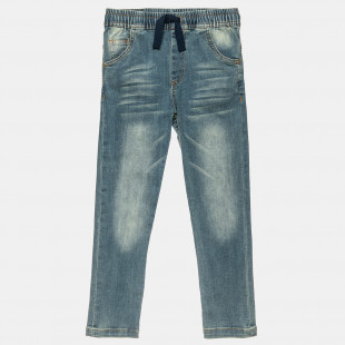 Denim pants with an elasticized drawstring waistband (6-16 years)