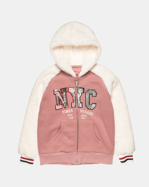 Cardigan cotton fleece blend with feux fur (6-16 years)
