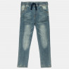 Denim pants with an elasticized drawstring waistband (12 months-5 years)