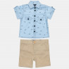 Set shirt with parrot pattern and chino shorts (6-18 months)