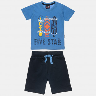 Σετ Five Star μπλούζα με τύπωμα skates και βερμούδα (12 μηνών-5 ετών)