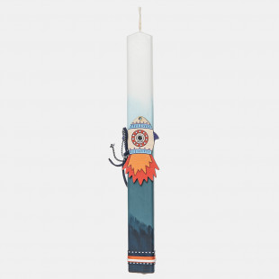 Easter Candle with wooden spaceship