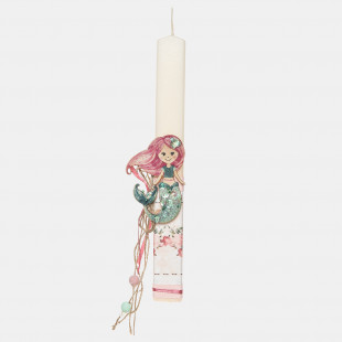 Easter Candle with wooden mermaid