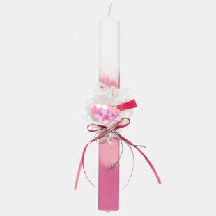 Easter Candle with heart and feathers