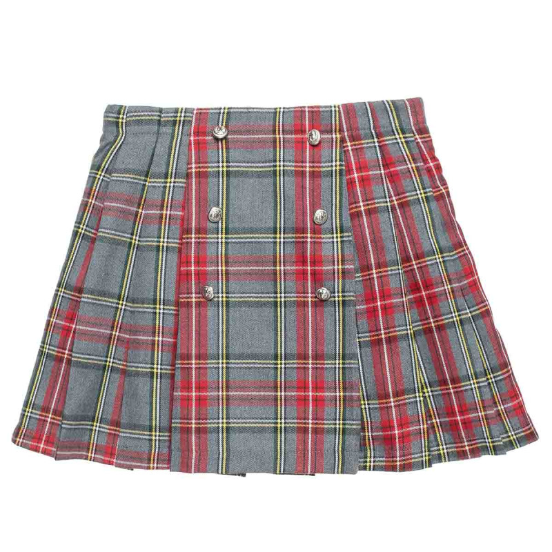 Skirt checkered with metallic buttons (4-14 years)