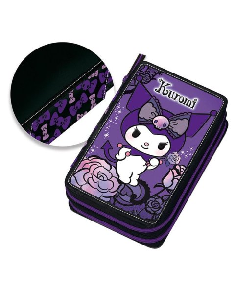Κασετίνα διπλή Kuromi Purple Laces με γραφική ύλη