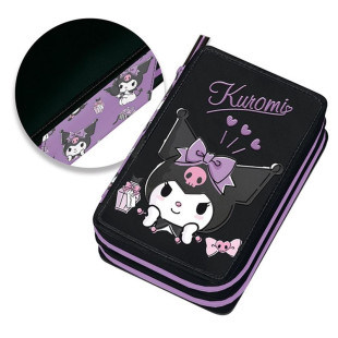 Pencil case Kuromi Sketch with double zipper and slots