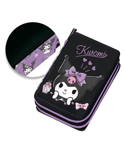 Pencil case Kuromi Sketch with double zipper and slots