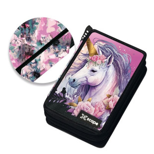 Pencil case unicorn Xscape with double zipper and slots