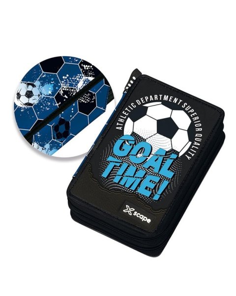 Pencil case football Xscape with double zipper and slots