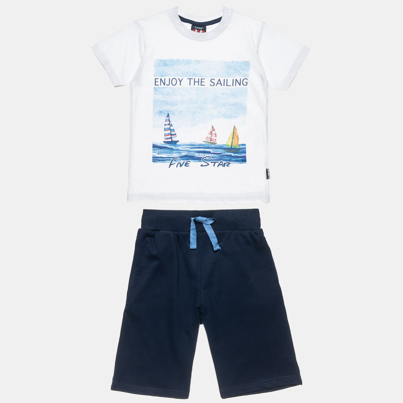 Set Five Star t-shirt with sailing design and shorts (12 months-5 years)