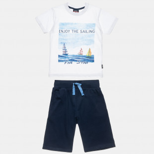 Set Five Star t-shirt with sailing design and shorts (6-16 years)
