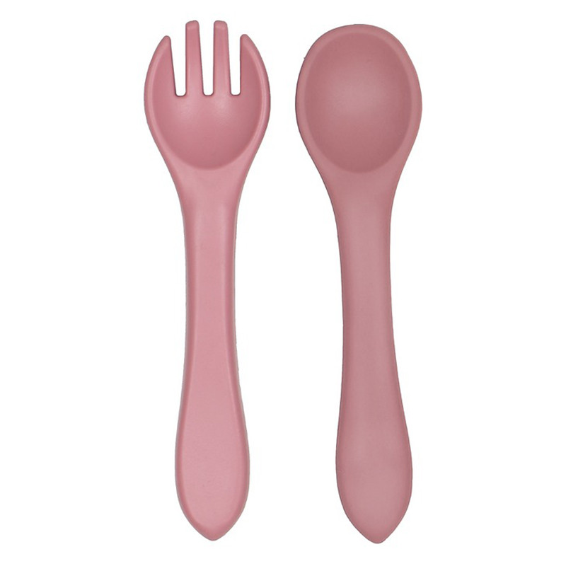 Spoon and Fork silicone Tryco dusty rose (6+ months)