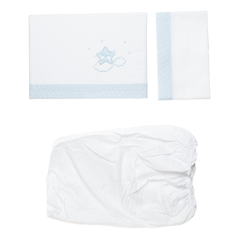 3-pack blue bedding set (pillowcase, sheet & fitted sheet 100X160)