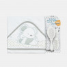 Baby bath set with hooded towel, comb & brush (75x75cm)