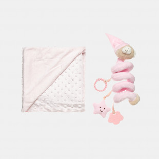 Κουβέρτα βελουτέ ροζ με σπιράλ παιχνίδι (80x110εκ.)