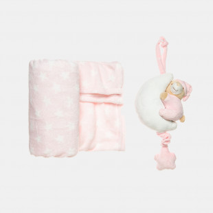 Κουβέρτα βελουτέ ροζ με μουσικό παιχνίδι (80x110εκ.)